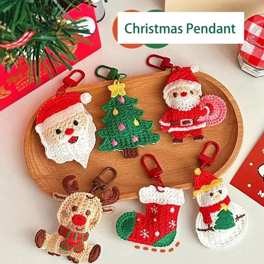 Handmade Christmas Woven Keychain Pendant – Santa & Tree Charm Christmas Keychain Pendant Richie's