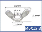 304 Stainless Steel Butterfly Wing Nuts M3–M12 | 2, 5 & 10 Pack Wing Nuts Richie's M6 10PCS