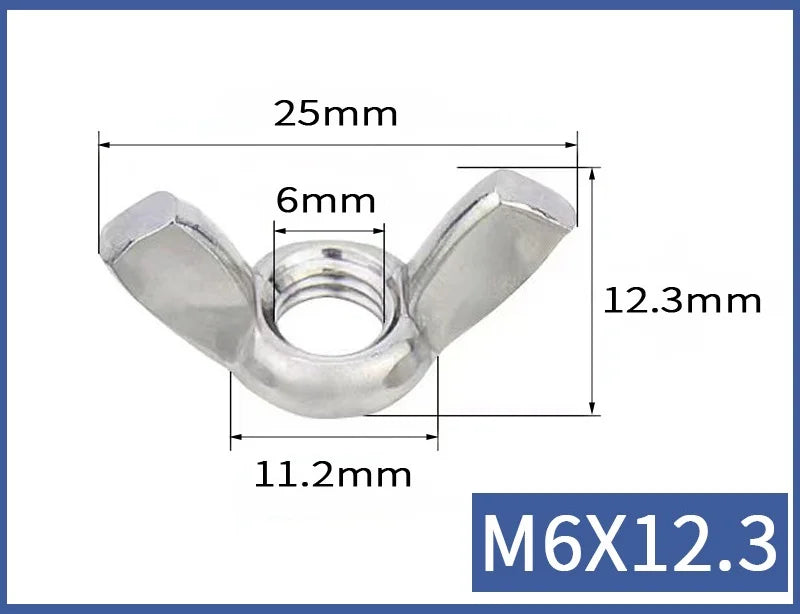 304 Stainless Steel Butterfly Wing Nuts M3–M12 | 2, 5 & 10 Pack Wing Nuts Richie's M6 10PCS