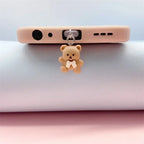 Bear Dust Plug Charm – Type-C, Micro USB & iOS Pendant Phone Dust Plug Charm Richie's Brown for Android