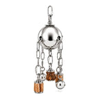 Stainless Steel Hanging Bell Parrot Chew Toy | Natural Wood Bird Chew Toy Richie's WHITE