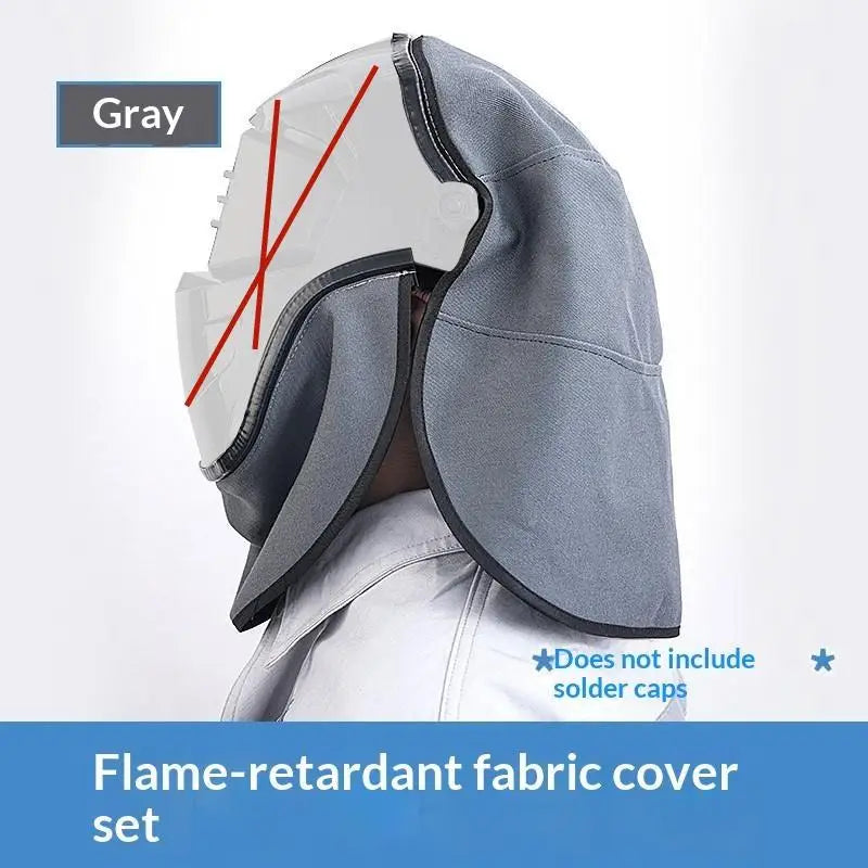 Welding Helmet Cover with Bib – Flame Retardant Anti-Splash Welding Helmet Cover Richie's Gray