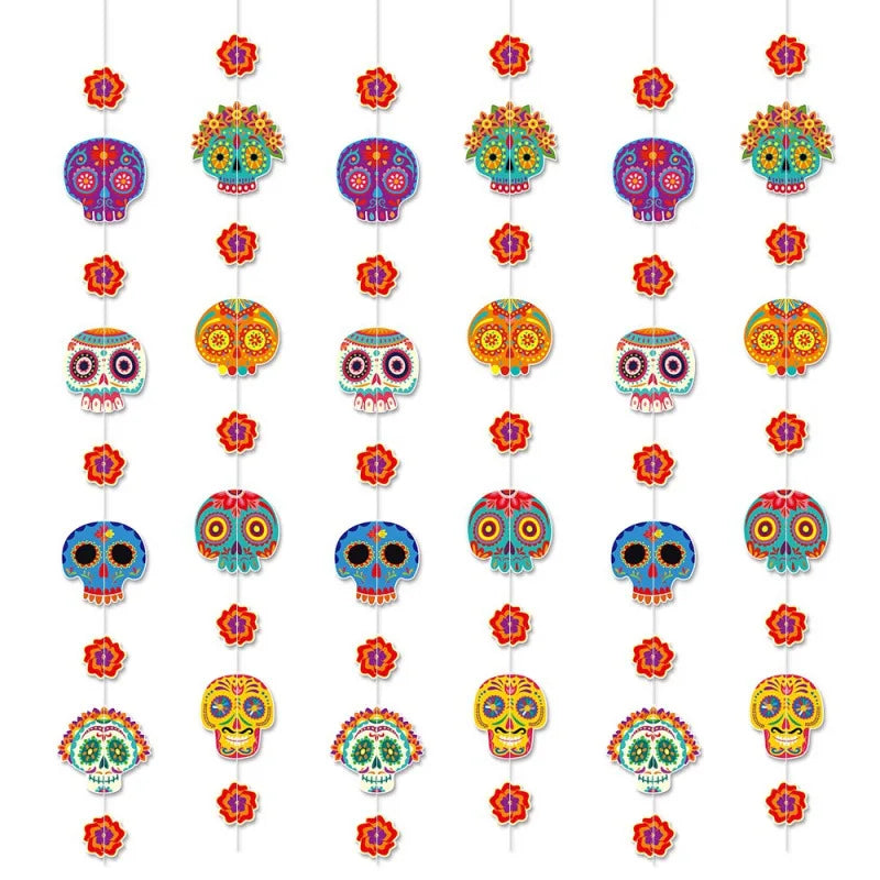 Day of the Dead Skull Garland Banner | Día de Muertos Décor Party Garland Décor Richie's 6pcs