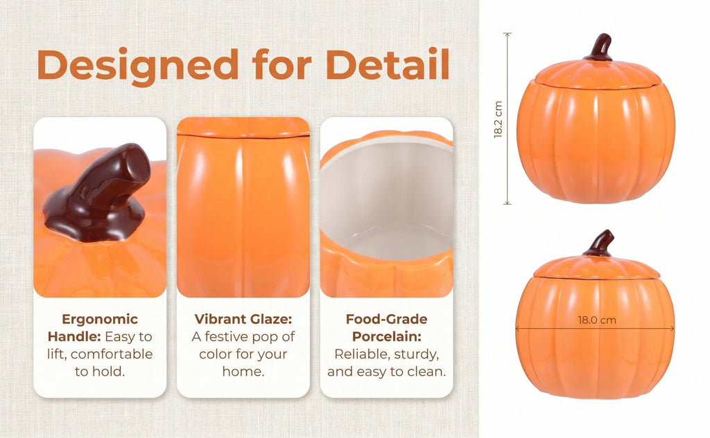 Pumpkin Ceramic Soup Bowl with Lid | Microwave & Oven Safe Ceramic Soup Bowl Richie's Default Title
