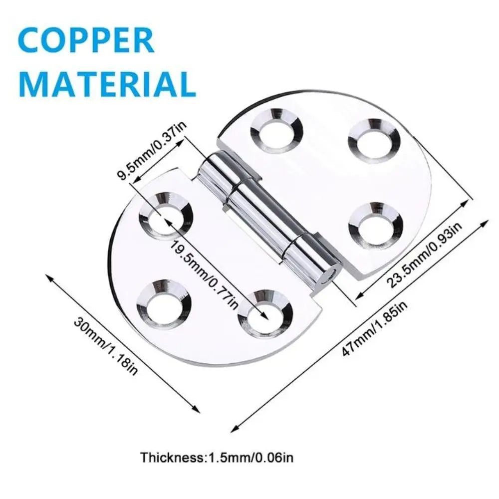 2pcs 180° Round Hatch Hinges Chrome Brass – Marine & Cabinet Round Hatch Hinges Richie's