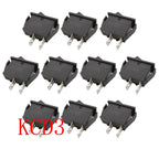 KCD3 Rocker Switch 16A/250V 20A/125V ON-OFF 2-Pin Black Rocker Switch Richie's 10Pcs