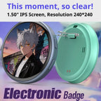 Anime Smart Digital E-Badge Display Pin | GIF Screen Otaku Gift Smart Display Badge Richie's