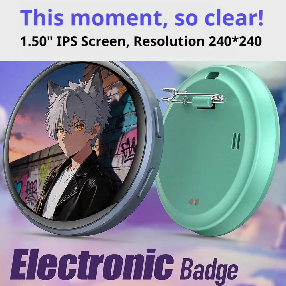Anime Smart Digital E-Badge Display Pin | GIF Screen Otaku Gift Smart Display Badge Richie's