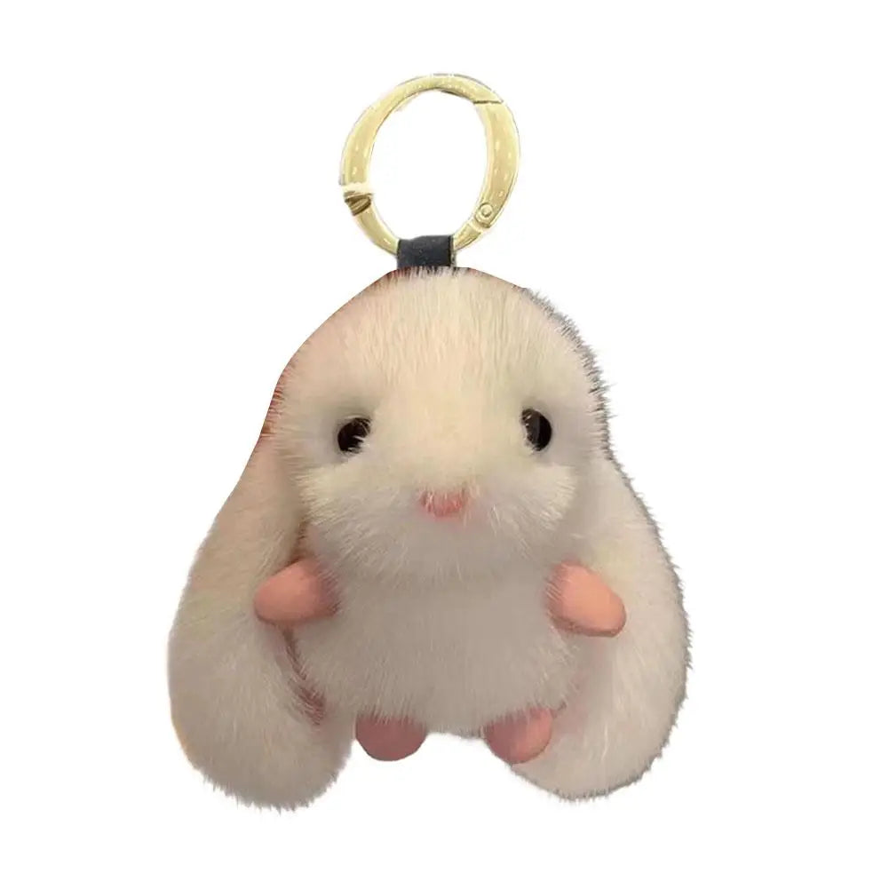 Cute Fluffy Rabbit Plush Keychain – Long Ear Bunny Bag Charm Plush Keychain Richie's White