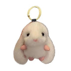 Cute Fluffy Rabbit Plush Keychain – Long Ear Bunny Bag Charm Plush Keychain Richie's White