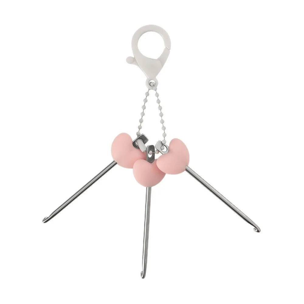 3-Piece Mini Crochet Hook Keychain Set | Heart Handle Crochet Hook Set Richie's Pink