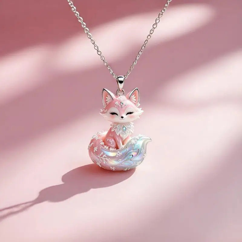 Nine-Tailed Fox Enamel Pendant Necklace | Chinese Mythology Enamel Pendant Necklace Richie's A6