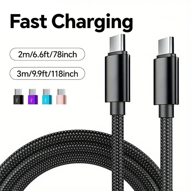 66W USB-C Fast Charging Nylon Braided Cable 1m 2m 3m USB-C Charging Cable Richie's