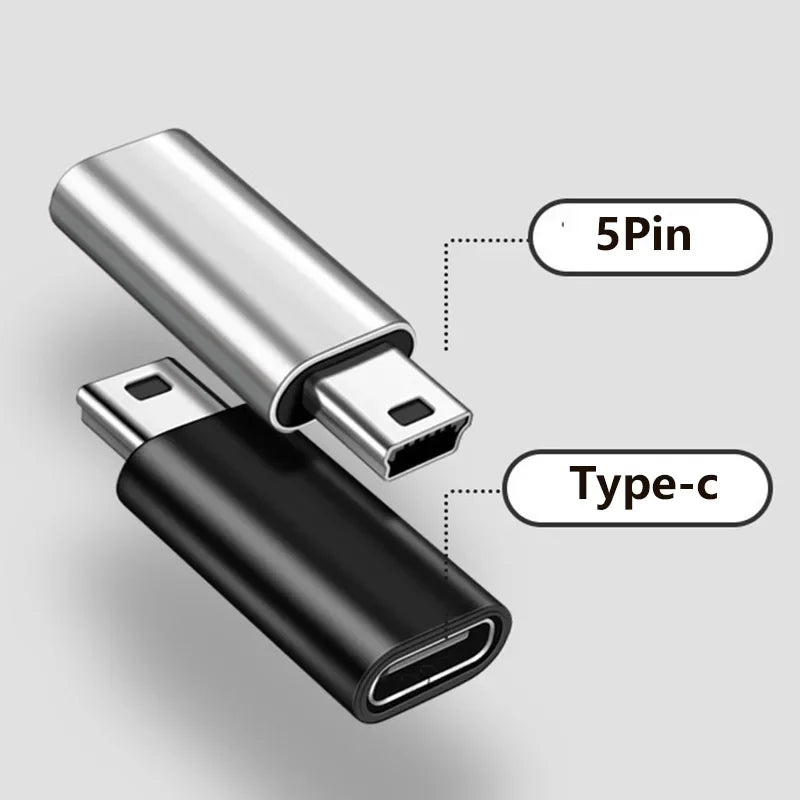 Mini USB to USB-C Adapter 5-Pin Data Transfer Connector USB Adapter Richie's