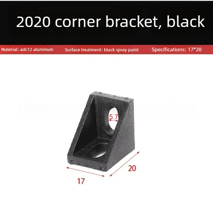 100-Pc 2020 Black Aluminum Corner Bracket Set – Nuts & Screws Aluminum Profile Hardware Richie's
