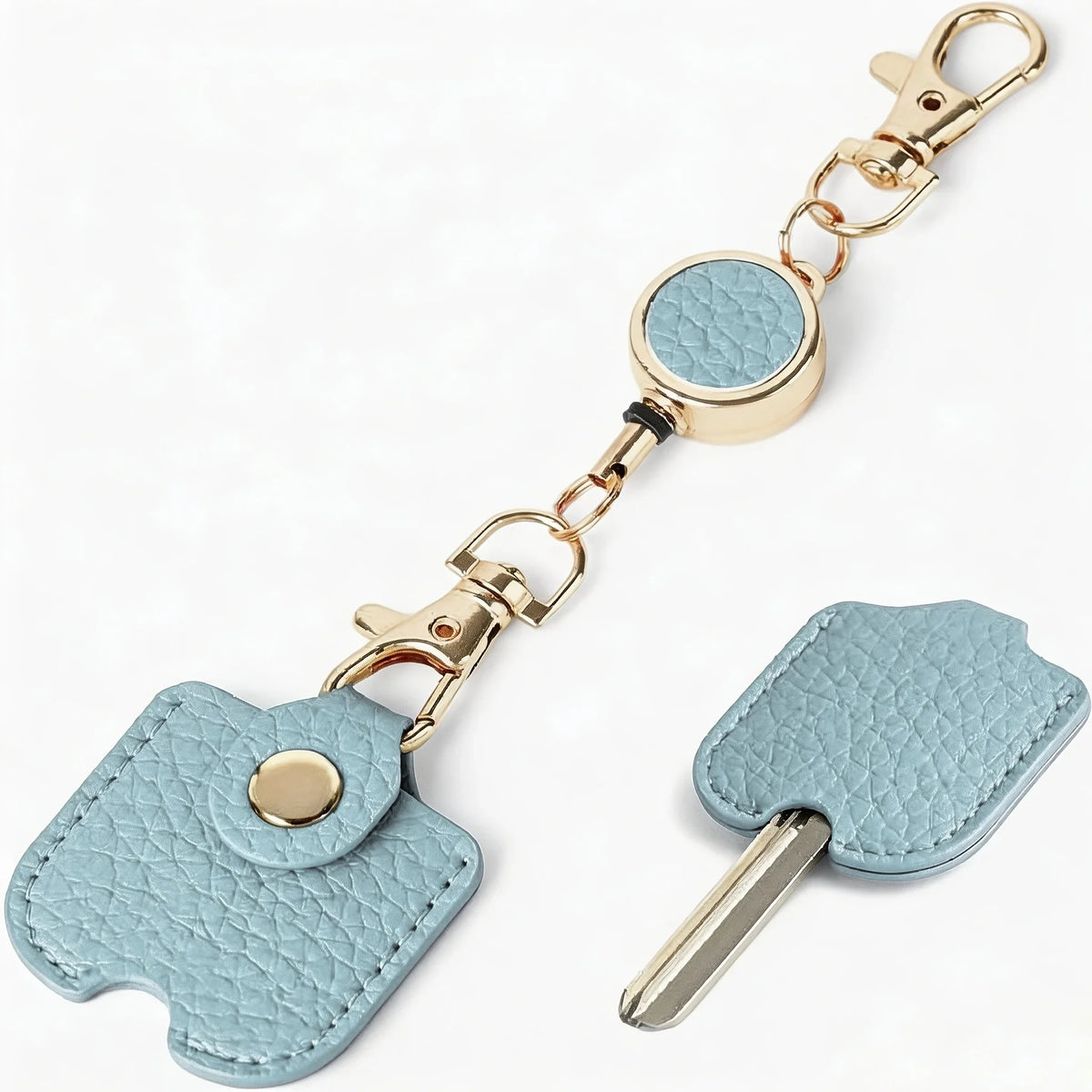 Retractable Faux Leather Keychain for Women | Gold Clasp Retractable Keychain Richie's