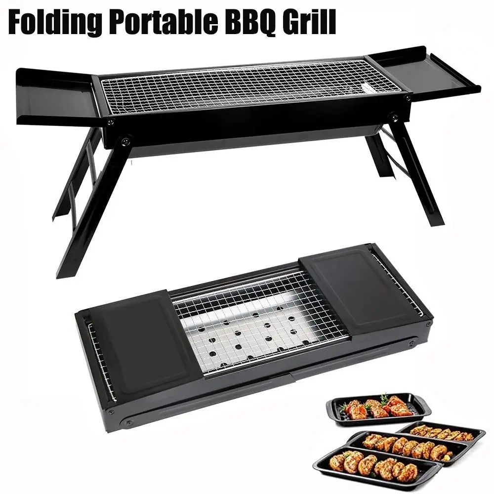 Folding Charcoal BBQ Grill with Side Trays – Portable Tabletop Charcoal BBQ Grill Richie's