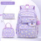 Girls Cherry Corduroy School Backpack Set – 3 Pcs Bookbag Kids Backpack Set Richie's Little daisy