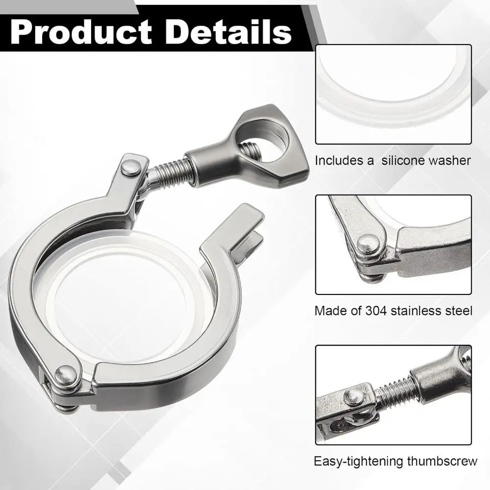 SS304 Stainless Steel Tri Clamp Fitting with Silicone Gasket Pipe Clamp Fitting Richie's