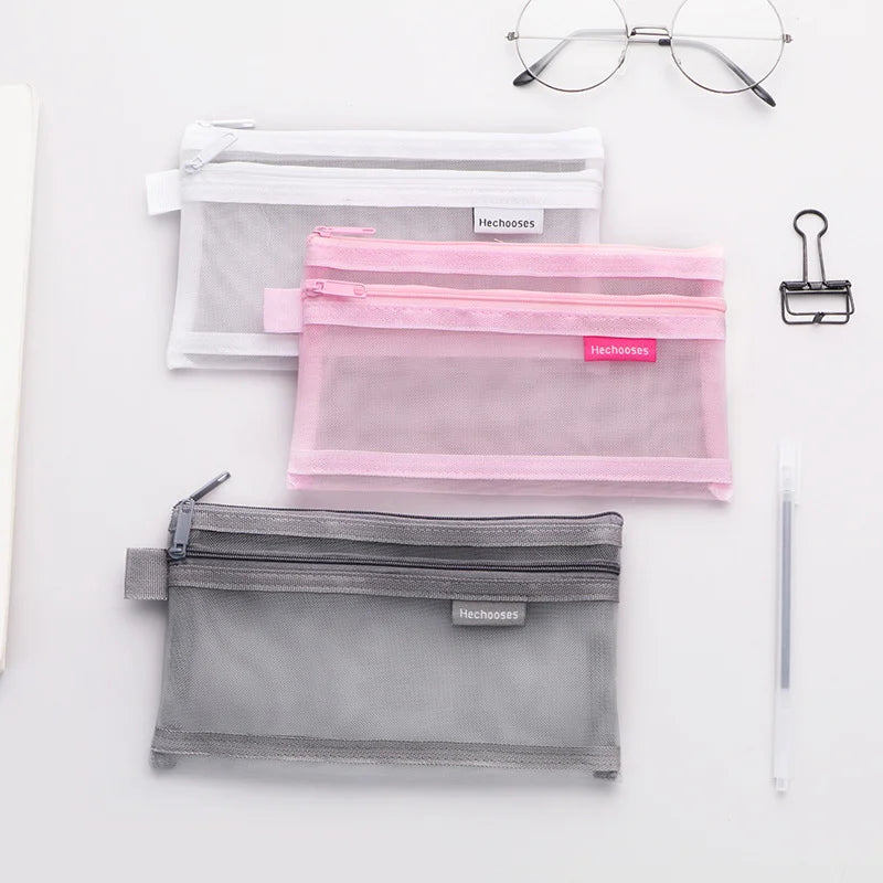 Transparent Pencil Case Double-Layer Mesh Bag | Multi-Use Pencil Case Richie's
