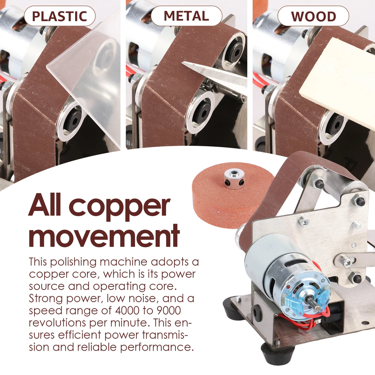 Mini Electric Belt Sander & Bench Grinder – 7-Speed Stainless Belt Sander Grinder Richie's