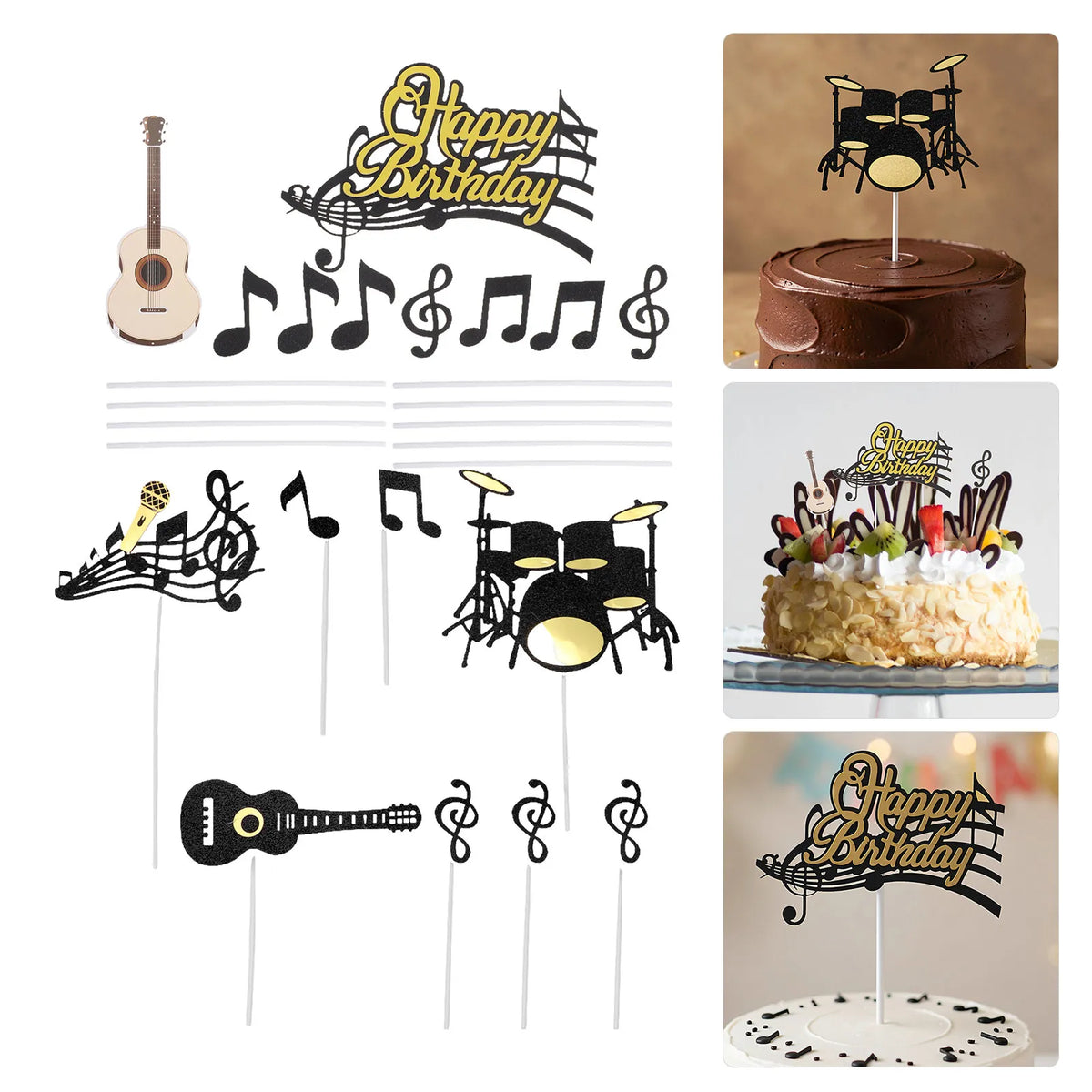 32Pcs Music Note & Guitar Cake Toppers | Music Party Decor Cake Toppers Set Richie's