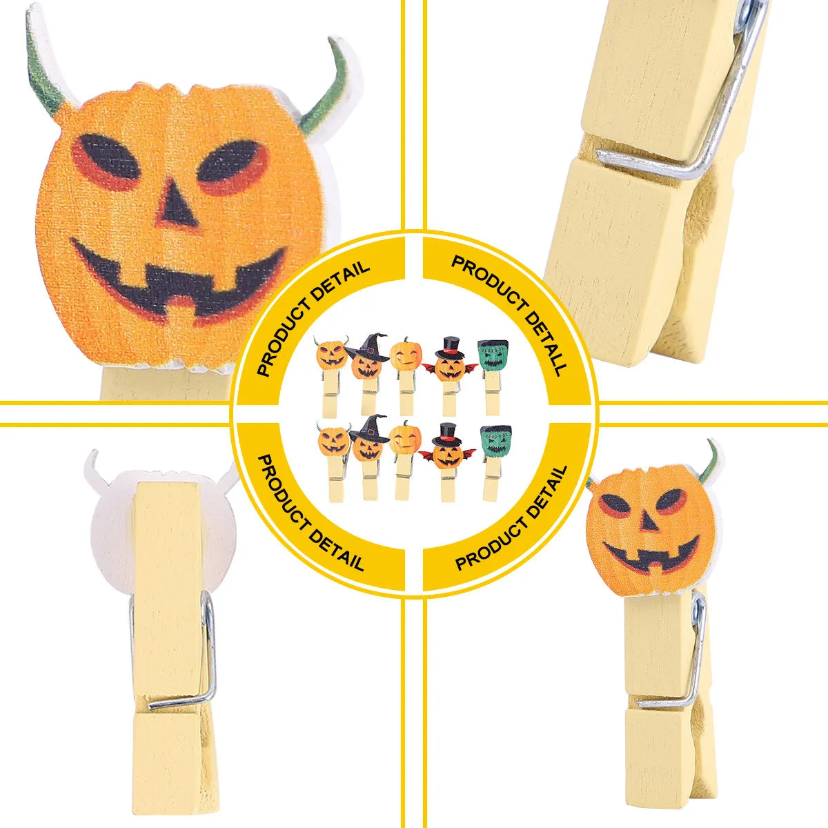 40Pcs Halloween Pumpkin Wood Mini Clips – Photos, Cards & Décor Decorative Wood Clips Richie's