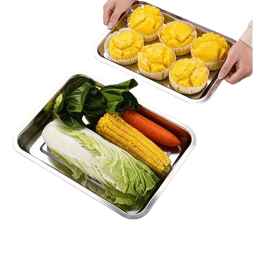 304 Stainless Steel Square Tray – Warp Resistant, Rolled Edge Stainless Steel Baking Tray Richie's