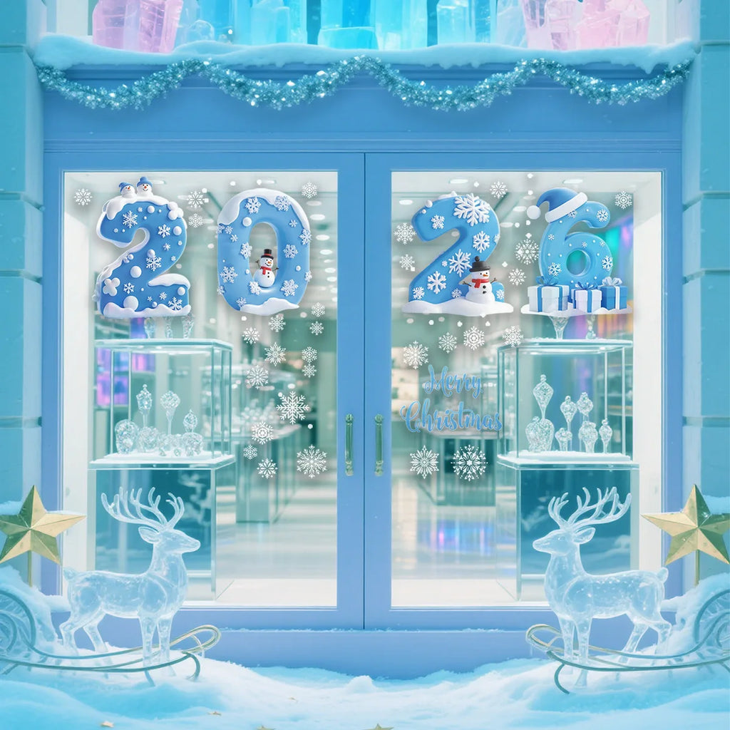 2026 New Year Christmas Snowflake Window Clings – Holiday Decor Holiday Window Clings Richie's