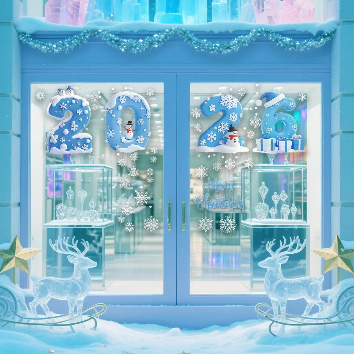 2026 New Year Christmas Snowflake Window Clings – Holiday Decor Holiday Window Clings Richie's