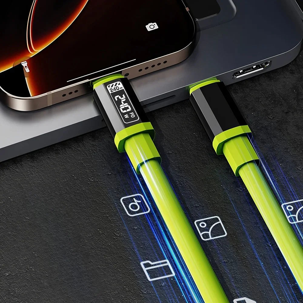 FUCHU 240W USB-C Fast Charging Cable with LED Power Display USB-C Charging Cable Richie's