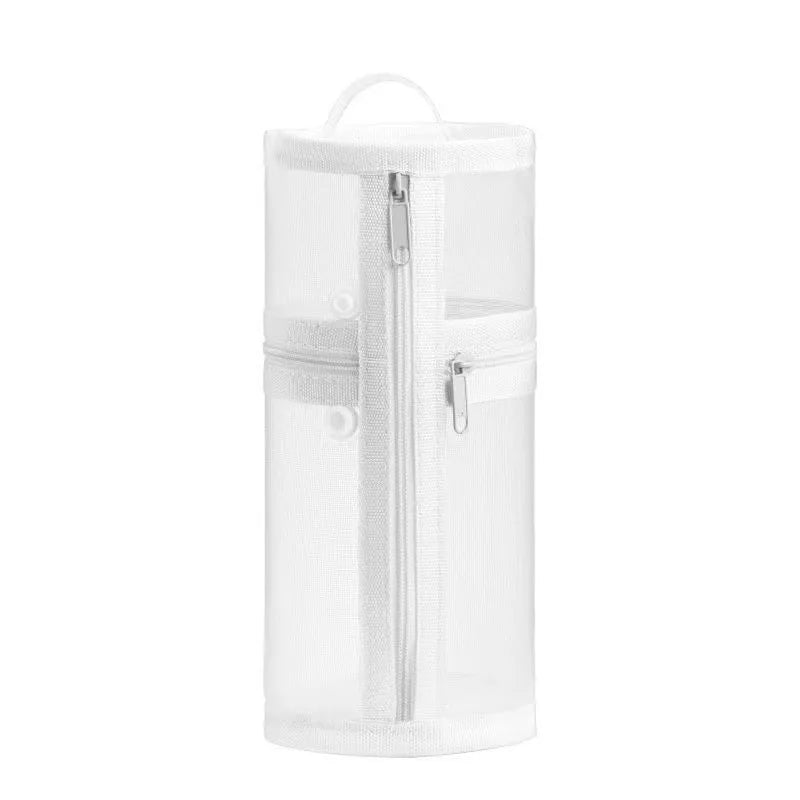 Mesh Round Makeup Brush Organizer Bag – Large Travel Pouch Cosmetic Organizer Bag Richie's white