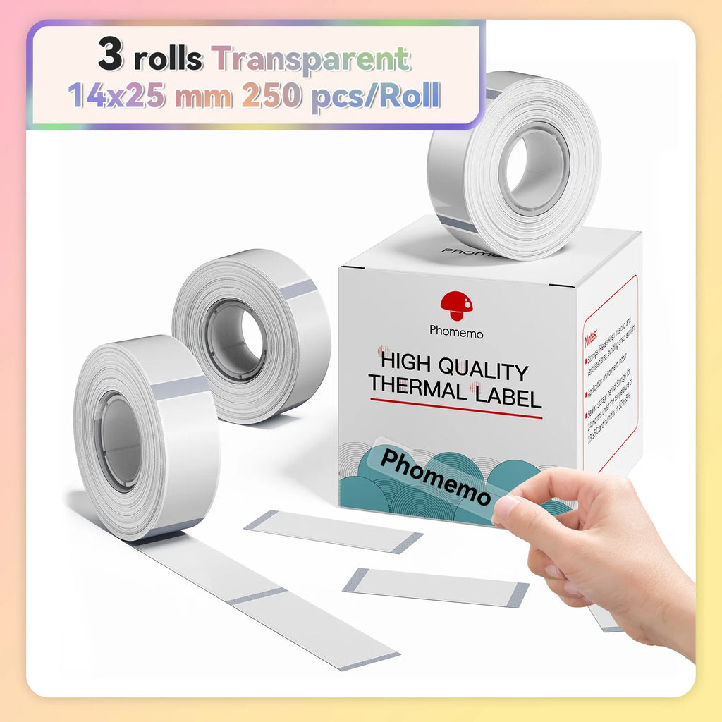 Phomemo Q30 White Waterproof Thermal Labels – 3 Rolls Thermal Label Rolls Richie's 14x25mm Clear China Mainland