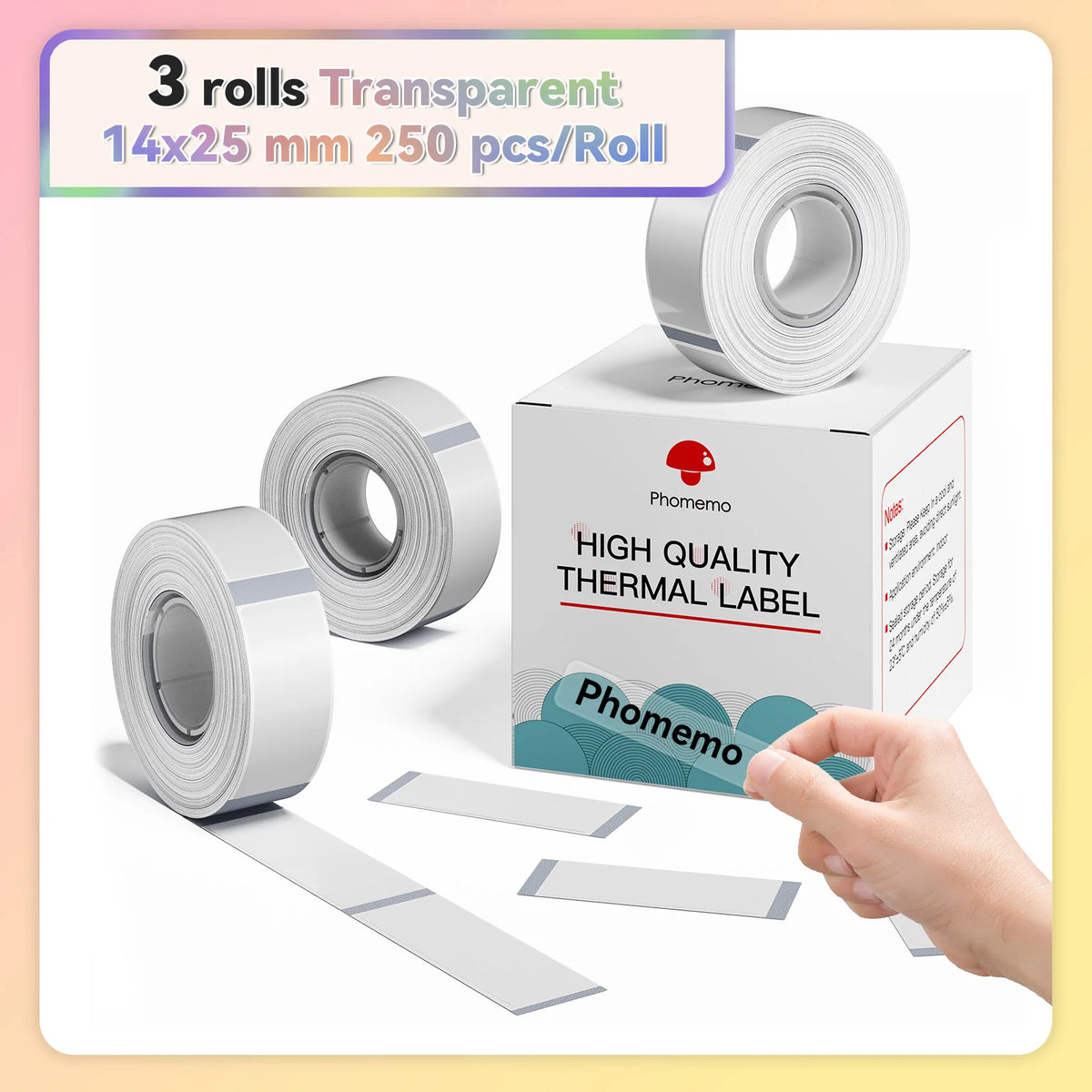 Phomemo Q30 White Waterproof Thermal Labels – 3 Rolls Thermal Label Rolls Richie's 14x25mm Clear China Mainland