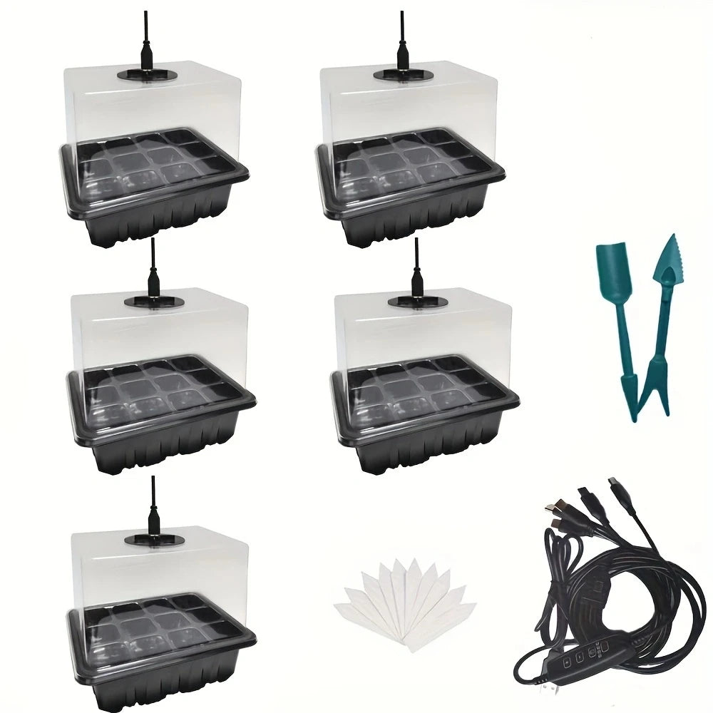 12-Cell Plastic Seedling Trays – 4/5/6 Pack Germination Grow Box Seedling Nursery Tray Richie's Black 5PCS