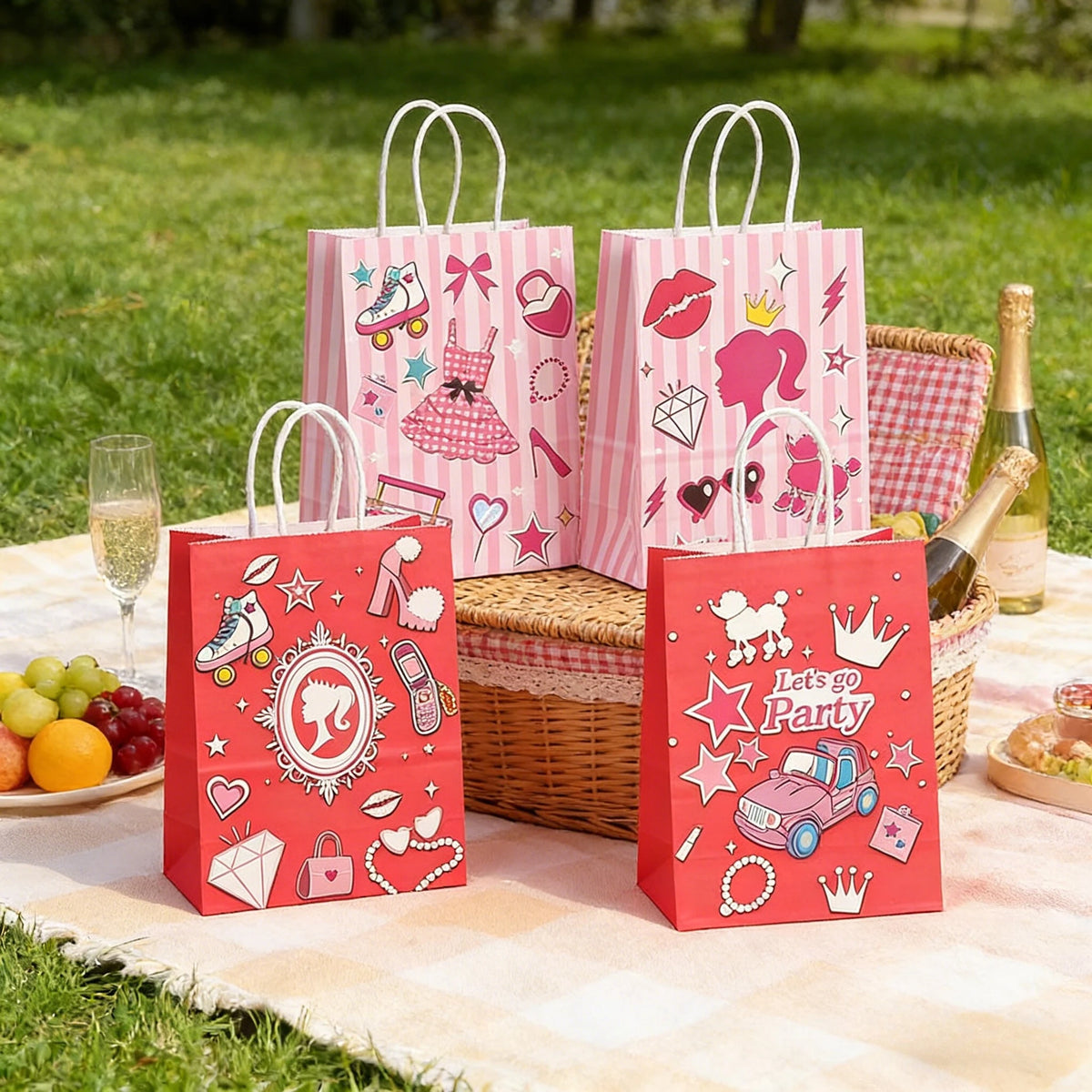 Kraft Paper Gift Tote Bags – Cartoon Birthday & Holiday (4/8pk) Gift Paper Bags Richie's