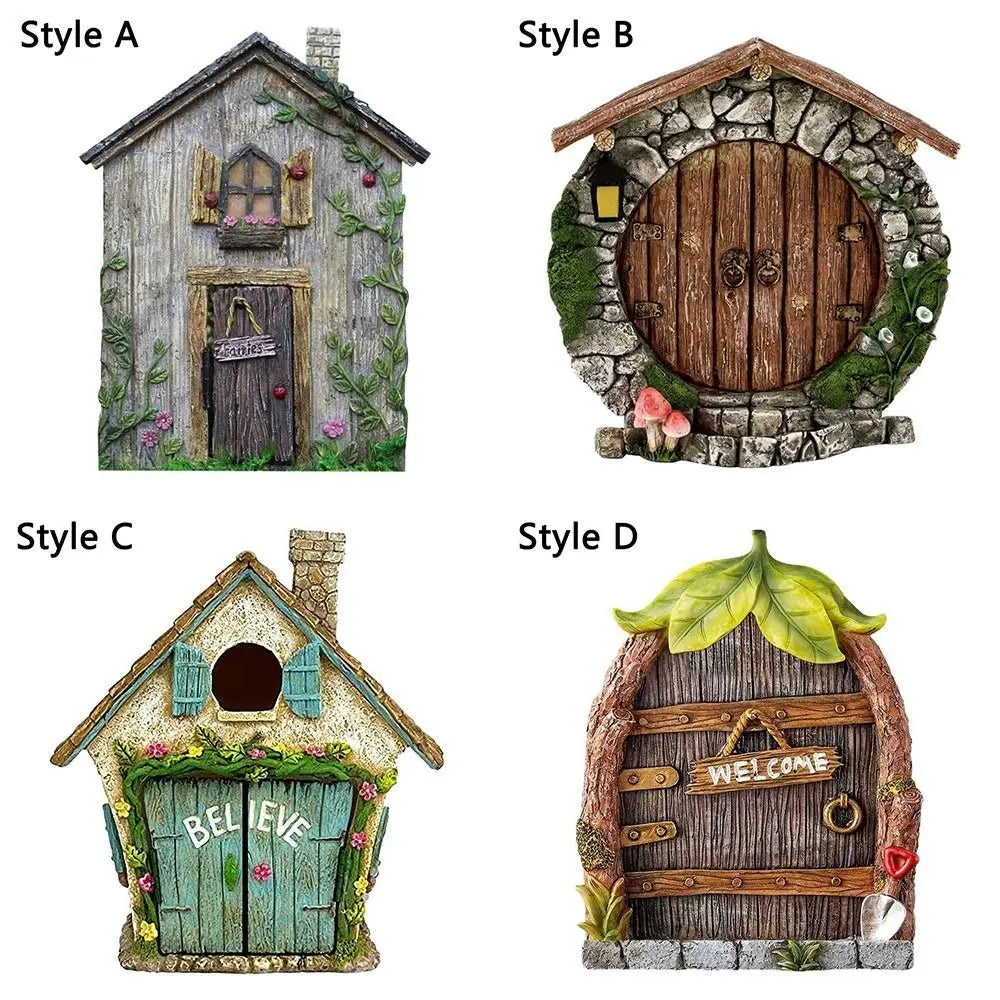 Miniature Fairy Gnome Wooden Door & Window Garden Decor Fairy Garden Decor Richie's