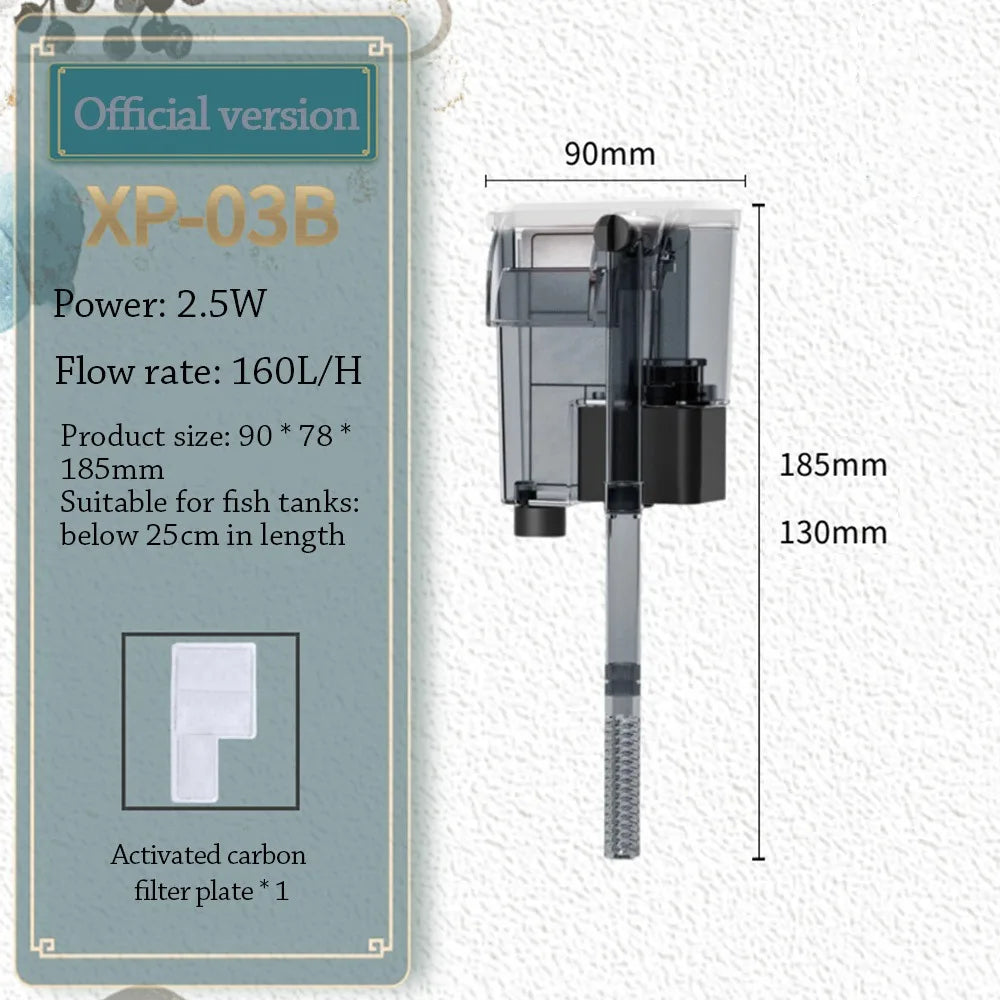 3-in-1 Wall-Mounted Waterfall Aquarium Filter – Silent Aquarium Filter Richie's XP-03B