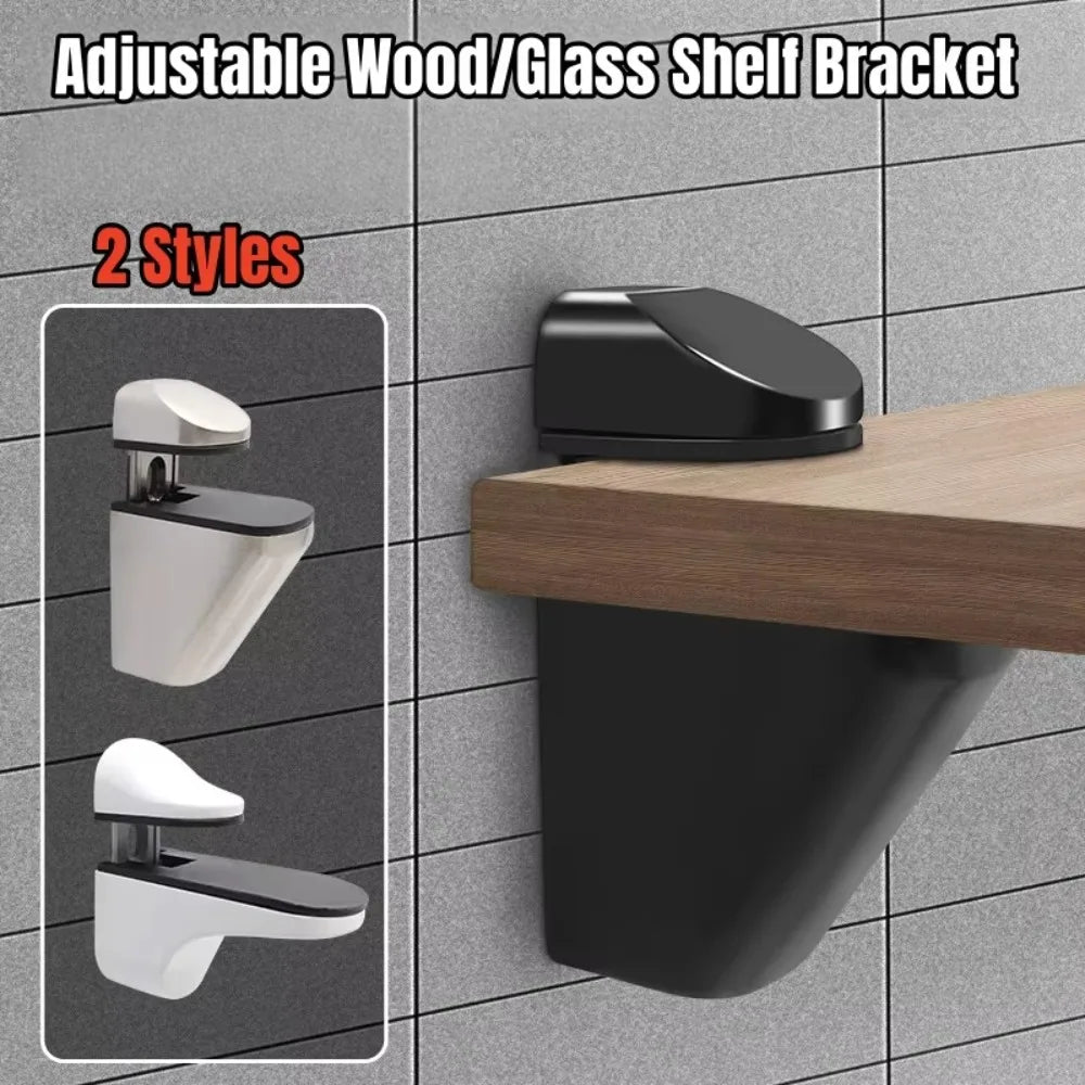 Zinc Alloy Adjustable Glass & Wood Shelf Clamp 1–22mm Wall Mount Shelf Bracket Clamp Richie's