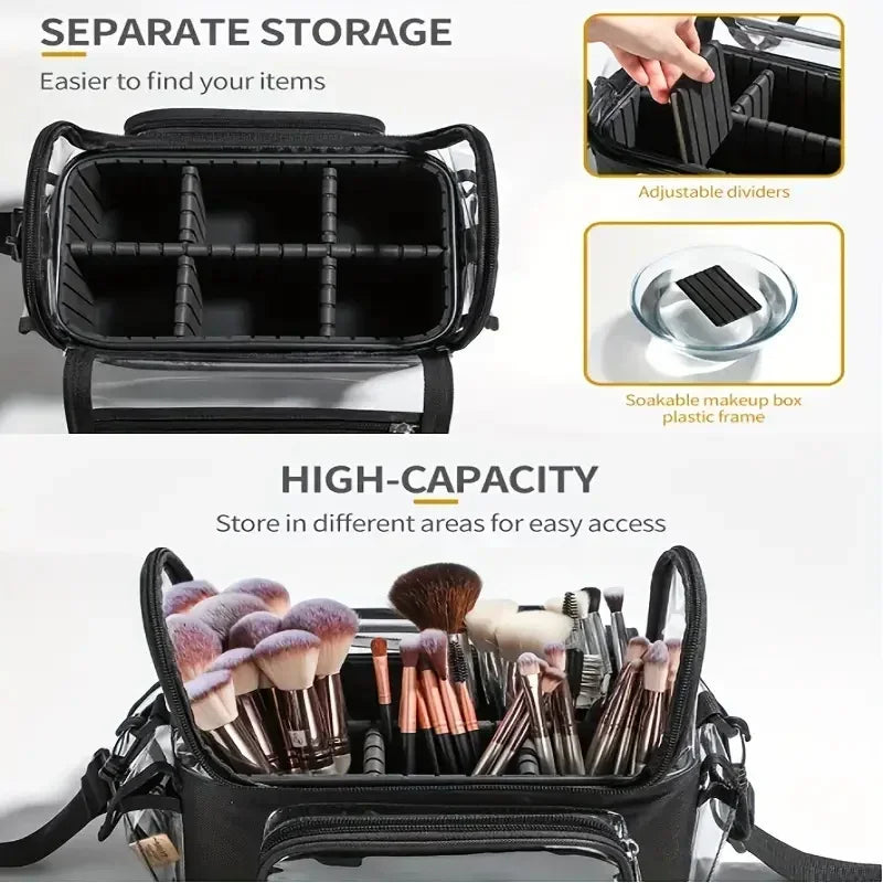 Clear Makeup Brush Holder Backpack | Waterproof Travel Case Cosmetic Organizer Bag Richie's