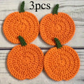 3-Pack Handmade Crochet Pumpkin Coasters | Fall Table Décor Crochet Coaster Set Richie's 3pcs One size fits all