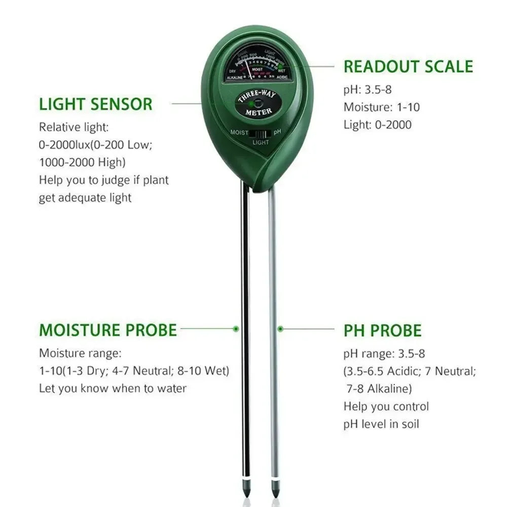 3-in-1 Soil Moisture, pH & Light Meter for Garden Plants Soil Moisture Meter Richie's