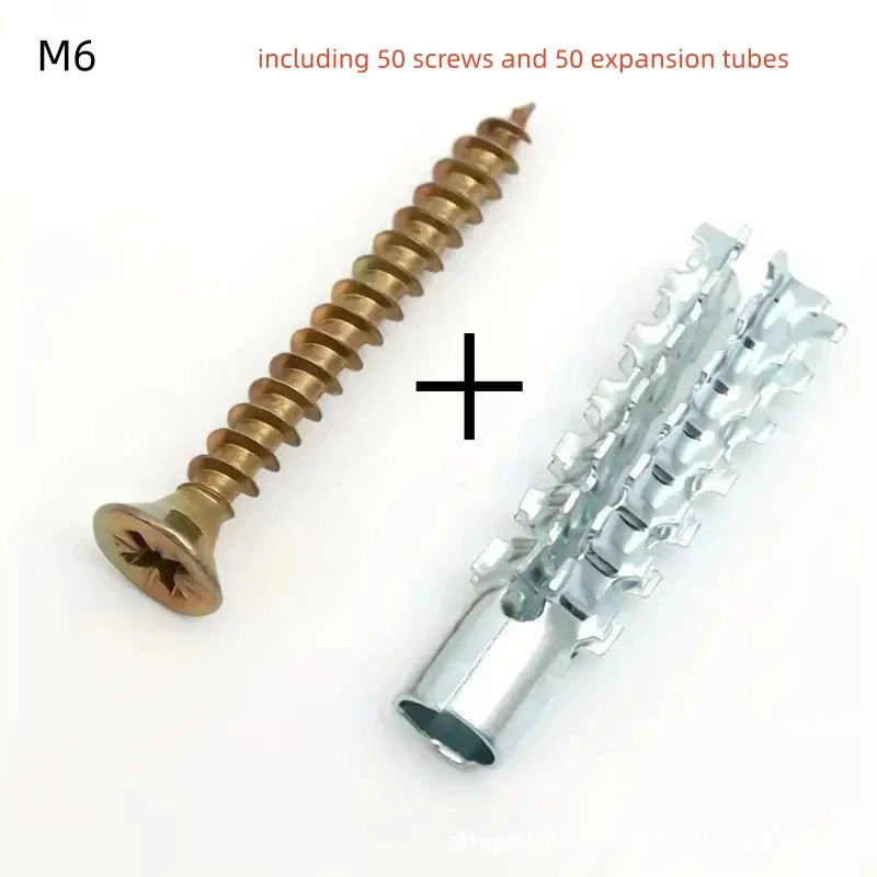 50/100PCS Metal Wall Anchors & Self-Tapping Expansion Screw Kit Wall Anchor Screw Kit Richie's M6 50PCS