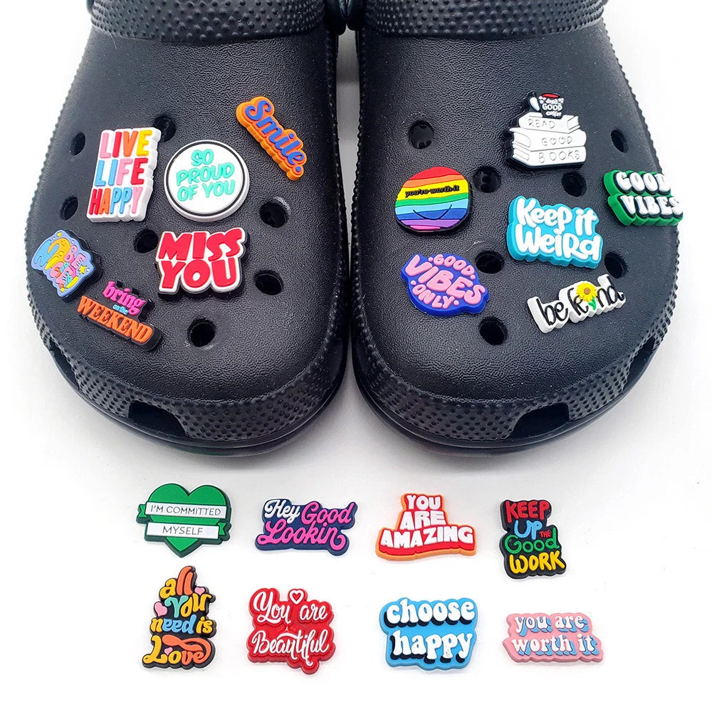 40Pcs Colorful Quote PVC Shoe Charms for Crocs DIY Decor Shoe Charms Richie's