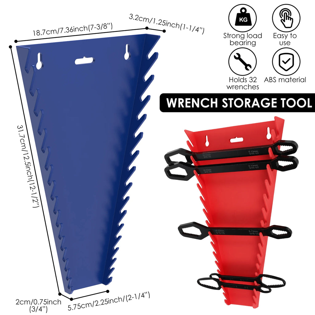 32-Slot Magnetic Wrench Organizer – Metric & SAE Tool Rack Wrench Organizer Rack Richie's 2pcs