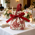 5pcs Red Velvet Drawstring Gift Bags Floral Ribbon Bow | Canvas Velvet Gift Bags Richie's