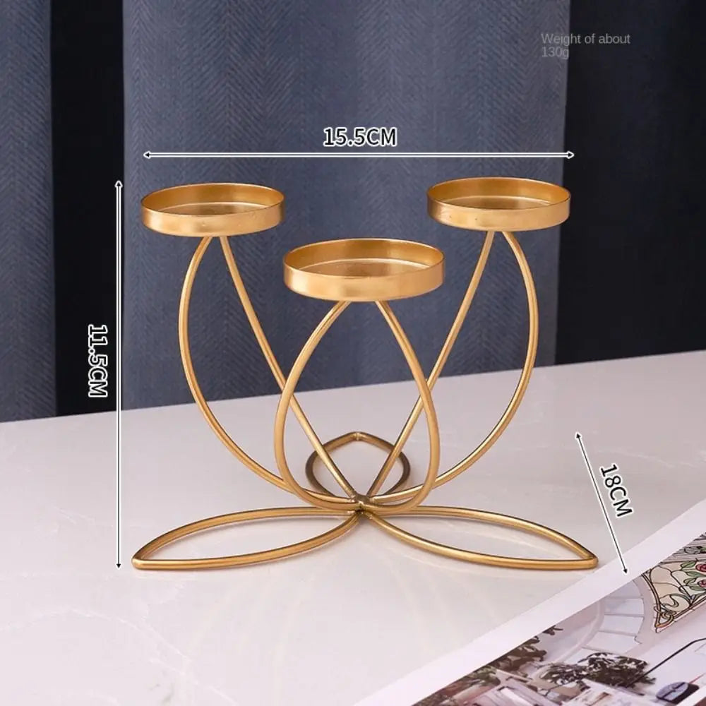 Modern Iron Candlestick Holder – Retro Gold & Black Table Decor Candlestick Holder Richie's Gold-3 Head