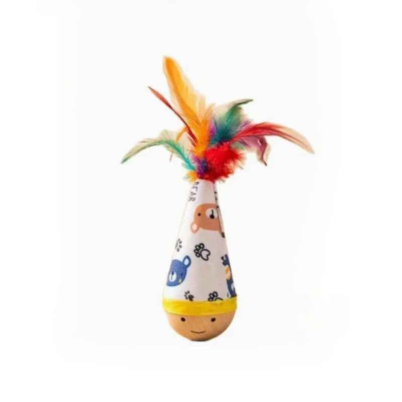 Wobble Cat Toy with Feathers – Interactive Self-Play Tumbler Cat Wobble Toy Richie's Feather style 1pc