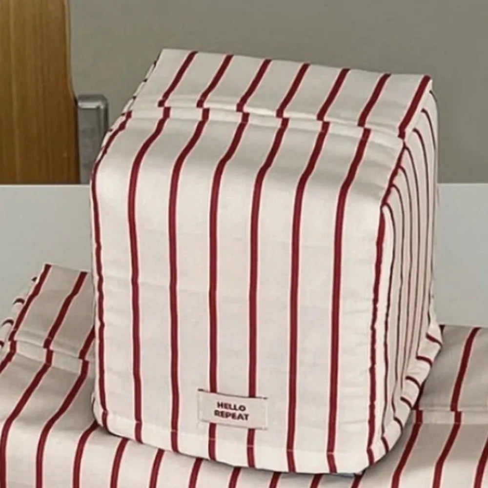 Vintage Stripe Cloth Tissue Box Cover – Desktop Organizer Tissue Box Cover Richie's red-M