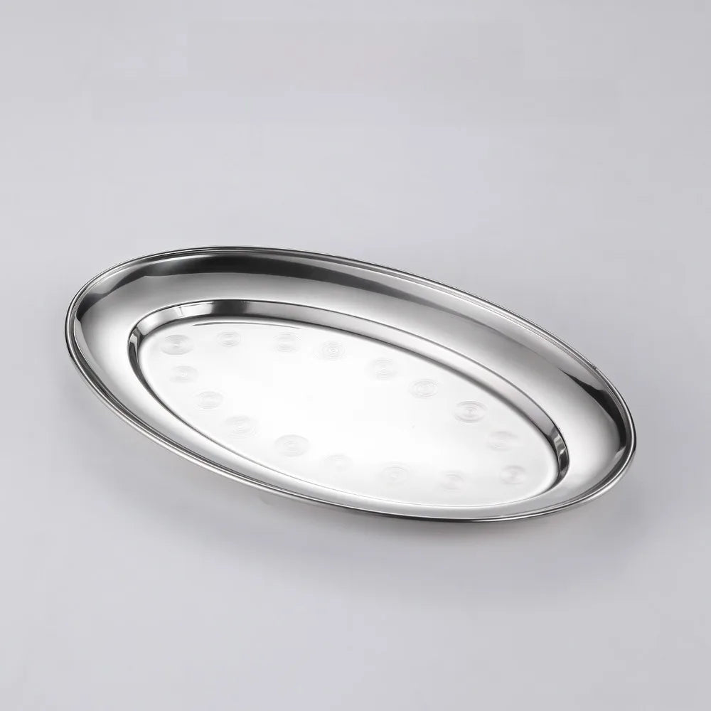 Stainless Steel Oval Fish Plates – BBQ Trays & Steak Dishes Oval Serving Plate Richie's 32cm